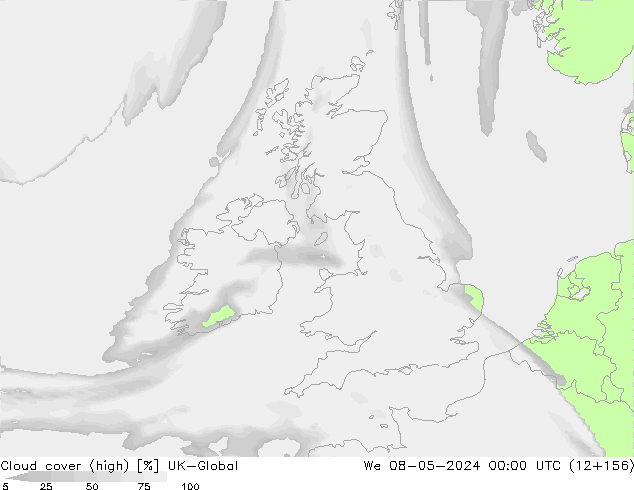 Bewolking (Hoog) UK-Global wo 08.05.2024 00 UTC