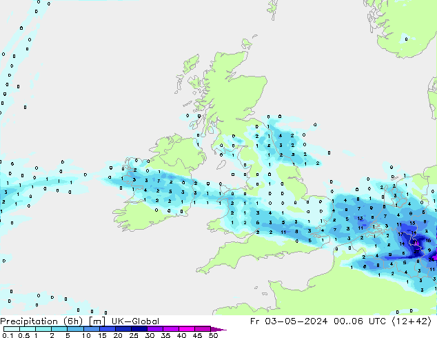 Yağış (6h) UK-Global Cu 03.05.2024 06 UTC