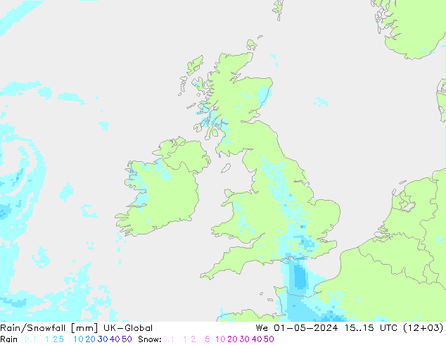 Rain/Snowfall UK-Global Qua 01.05.2024 15 UTC