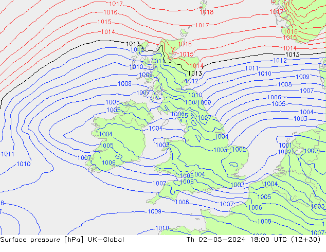 pressão do solo UK-Global Qui 02.05.2024 18 UTC