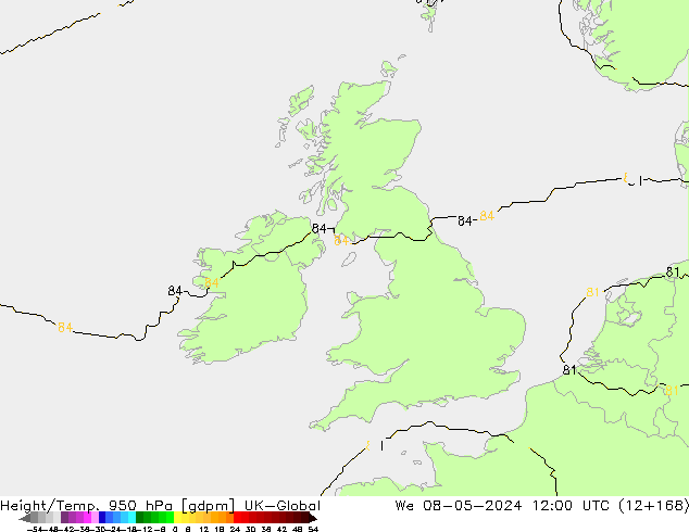 Height/Temp. 950 hPa UK-Global Qua 08.05.2024 12 UTC