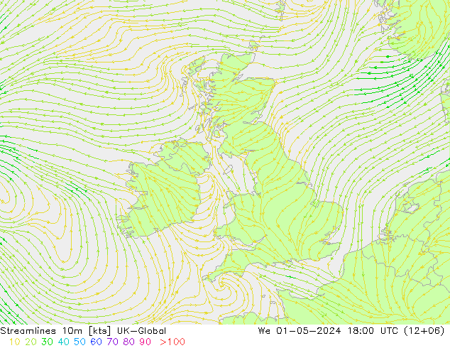 Streamlines 10m UK-Global St 01.05.2024 18 UTC