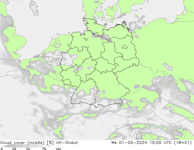 Nubes medias UK-Global mié 01.05.2024 19 UTC