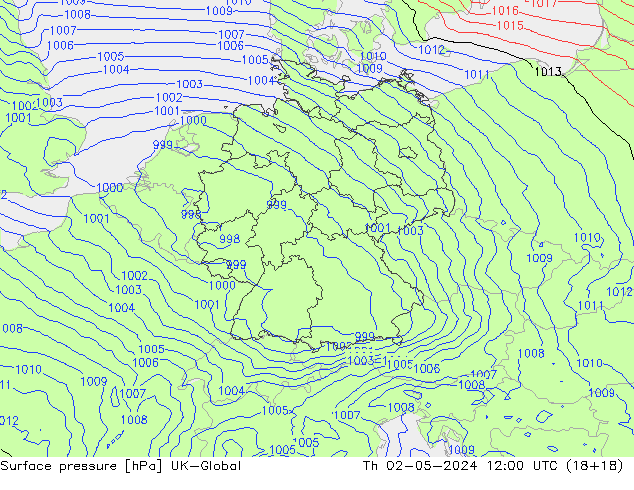 Atmosférický tlak UK-Global Čt 02.05.2024 12 UTC