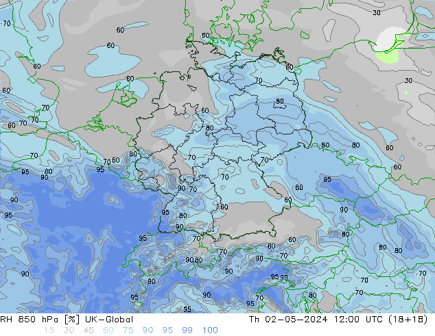 RH 850 hPa UK-Global Th 02.05.2024 12 UTC
