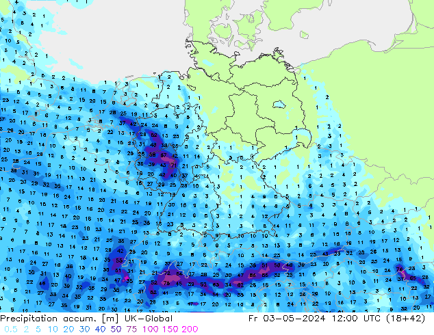 Precipitation accum. UK-Global  03.05.2024 12 UTC