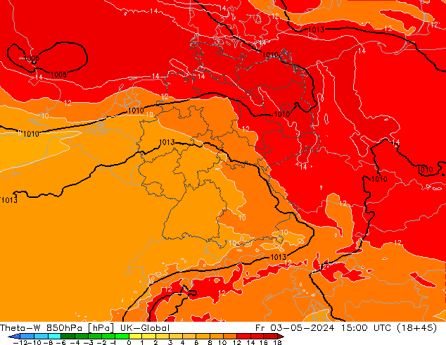 Theta-W 850hPa UK-Global Fr 03.05.2024 15 UTC