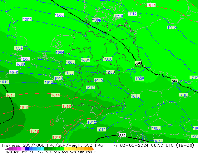 Thck 500-1000hPa UK-Global Sex 03.05.2024 06 UTC