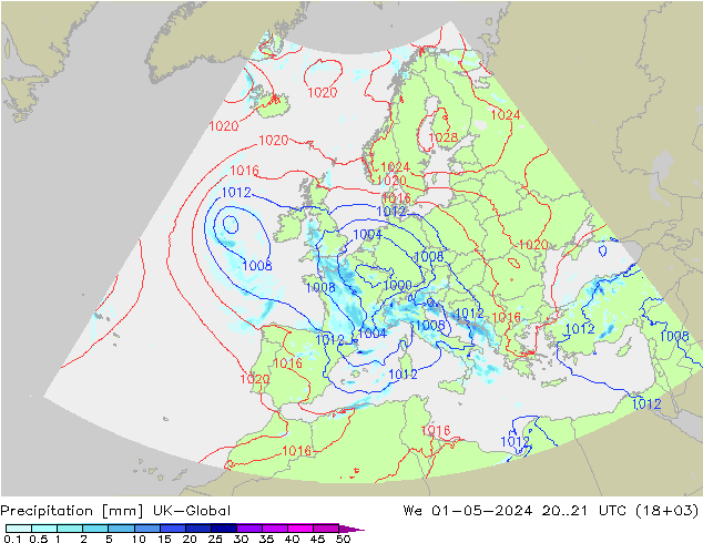 Precipitación UK-Global mié 01.05.2024 21 UTC