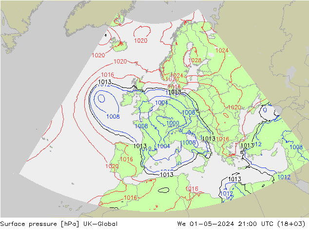 pressão do solo UK-Global Qua 01.05.2024 21 UTC