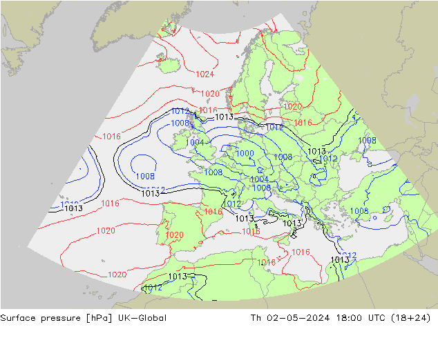 Yer basıncı UK-Global Per 02.05.2024 18 UTC