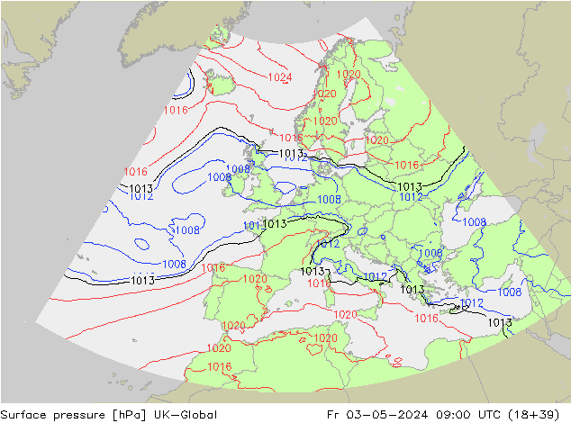 приземное давление UK-Global пт 03.05.2024 09 UTC