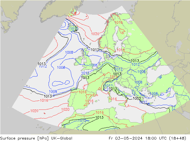 Surface pressure UK-Global Fr 03.05.2024 18 UTC