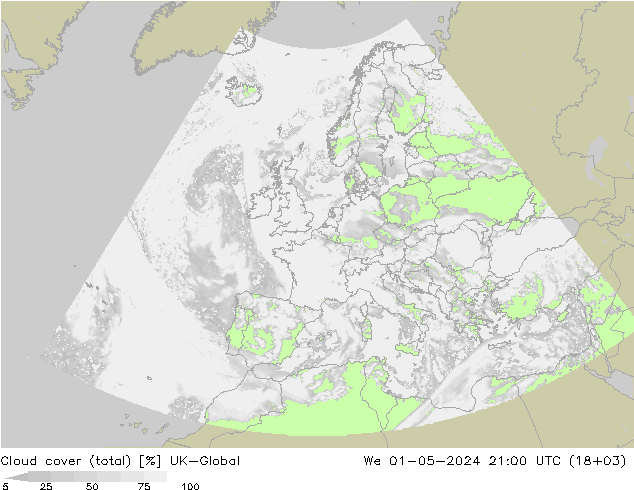 Nubes (total) UK-Global mié 01.05.2024 21 UTC