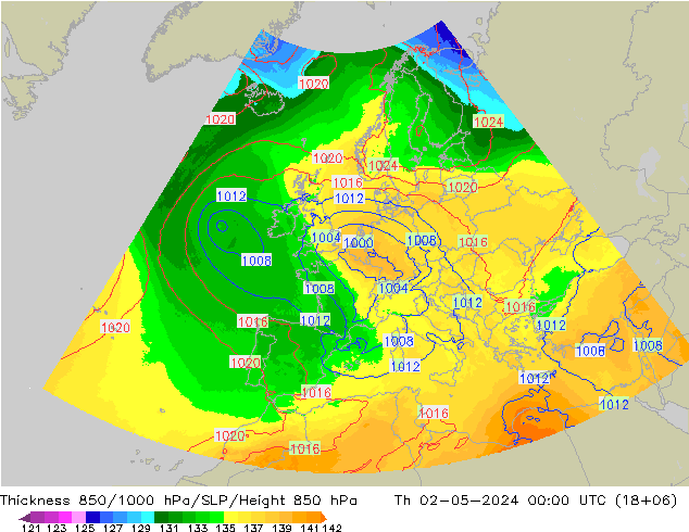 Thck 850-1000 hPa UK-Global Th 02.05.2024 00 UTC