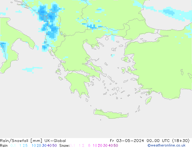 Regen/Sneeuwval UK-Global vr 03.05.2024 00 UTC