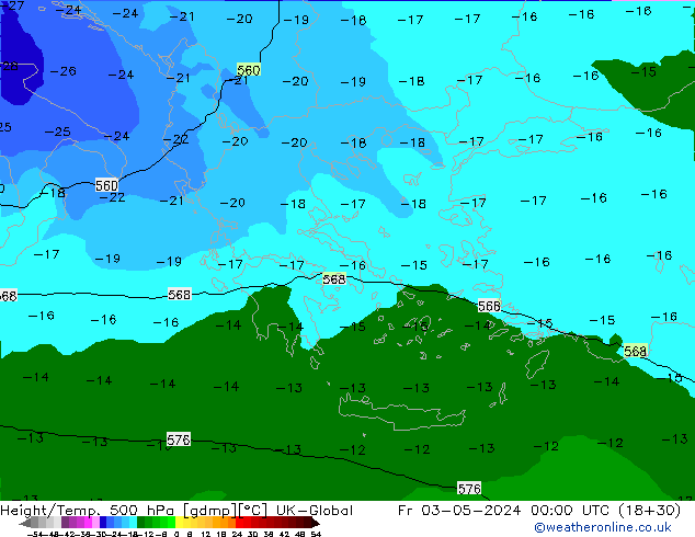 Height/Temp. 500 hPa UK-Global Fr 03.05.2024 00 UTC