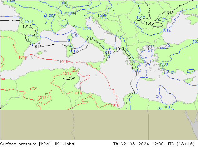 Surface pressure UK-Global Th 02.05.2024 12 UTC