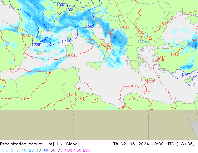 Toplam Yağış UK-Global Per 02.05.2024 00 UTC