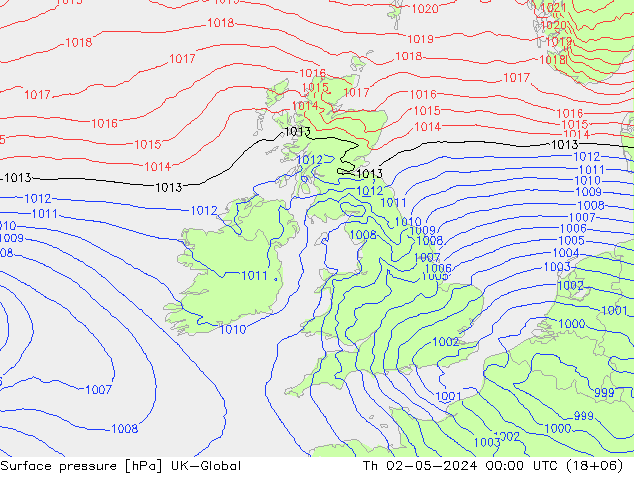 Surface pressure UK-Global Th 02.05.2024 00 UTC