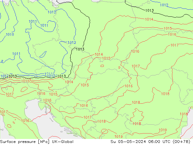 Surface pressure UK-Global Su 05.05.2024 06 UTC