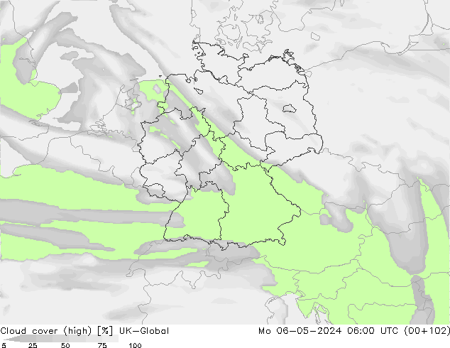 zachmurzenie (wysokie) UK-Global pon. 06.05.2024 06 UTC