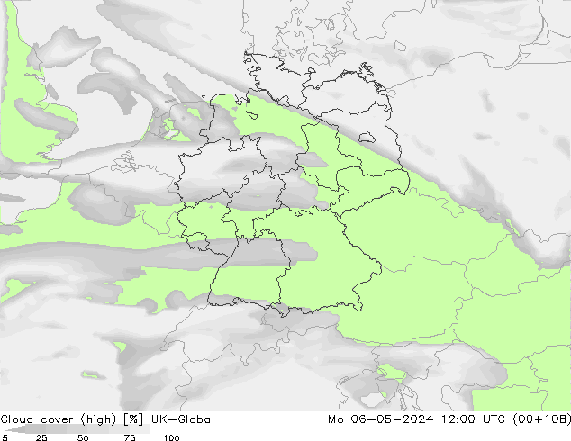 Bewolking (Hoog) UK-Global ma 06.05.2024 12 UTC