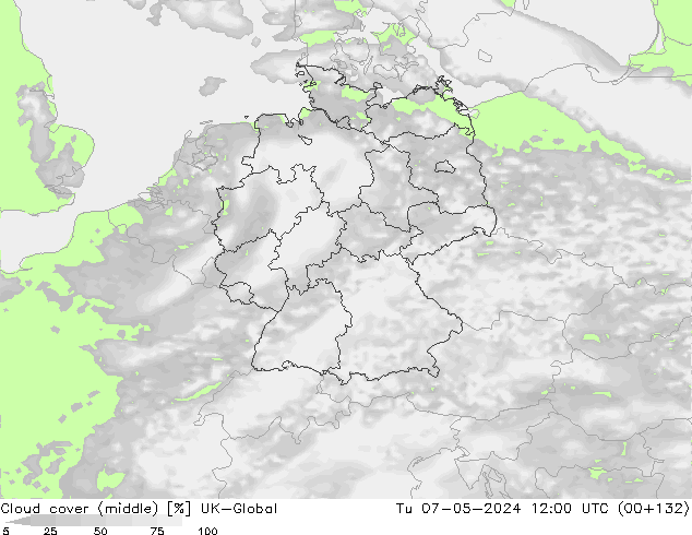 Cloud cover (middle) UK-Global Tu 07.05.2024 12 UTC