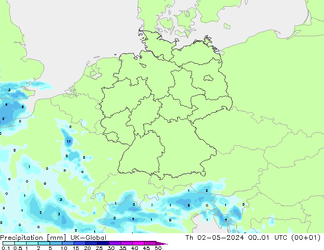 Precipitation UK-Global Th 02.05.2024 01 UTC