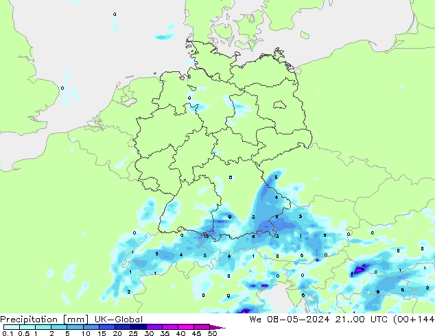 Precipitation UK-Global We 08.05.2024 00 UTC