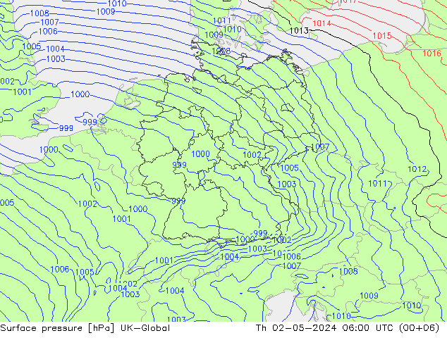 地面气压 UK-Global 星期四 02.05.2024 06 UTC