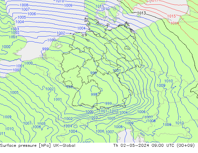 Luchtdruk (Grond) UK-Global do 02.05.2024 09 UTC
