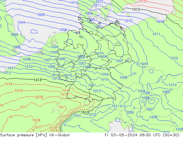 pression de l'air UK-Global ven 03.05.2024 06 UTC