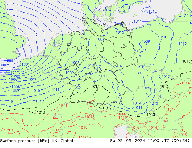 Luchtdruk (Grond) UK-Global zo 05.05.2024 12 UTC