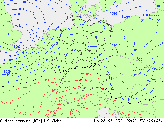 приземное давление UK-Global пн 06.05.2024 00 UTC