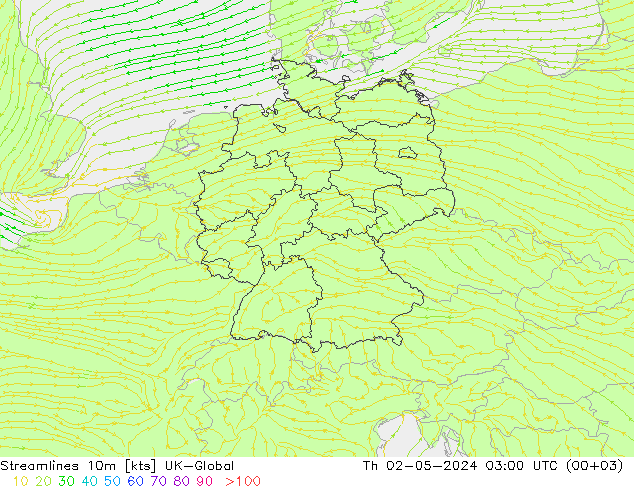 Streamlines 10m UK-Global Th 02.05.2024 03 UTC