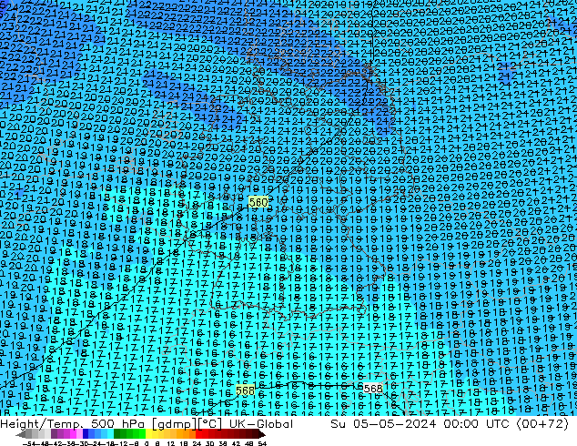 Geop./Temp. 500 hPa UK-Global dom 05.05.2024 00 UTC