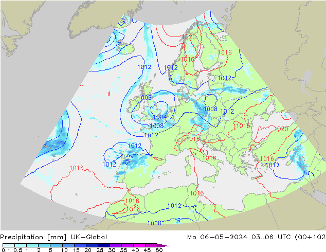 Precipitazione UK-Global lun 06.05.2024 06 UTC