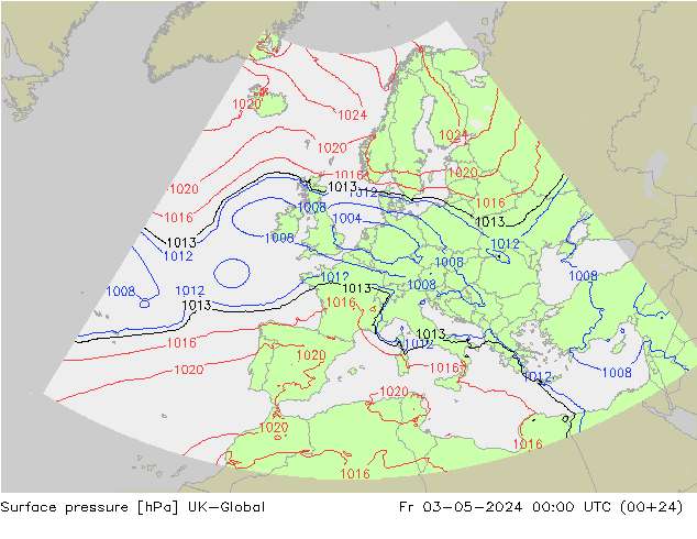 Surface pressure UK-Global Fr 03.05.2024 00 UTC