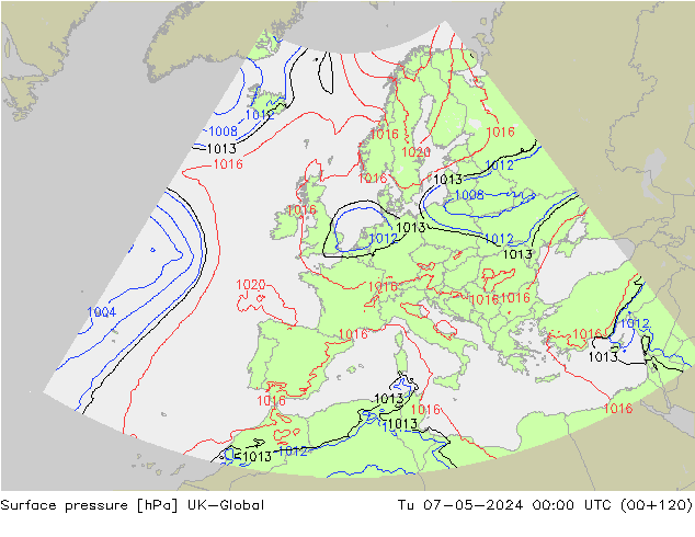 pression de l'air UK-Global mar 07.05.2024 00 UTC