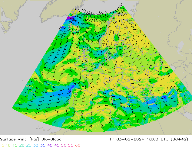 Surface wind UK-Global Pá 03.05.2024 18 UTC