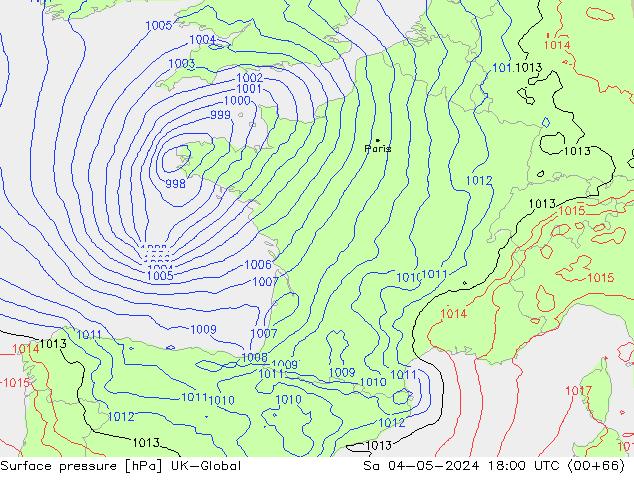 pressão do solo UK-Global Sáb 04.05.2024 18 UTC
