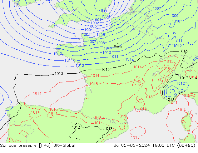 Surface pressure UK-Global Su 05.05.2024 18 UTC