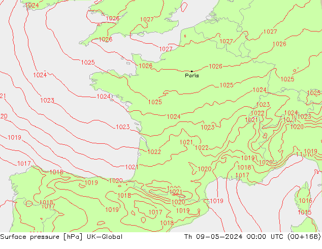 pression de l'air UK-Global jeu 09.05.2024 00 UTC