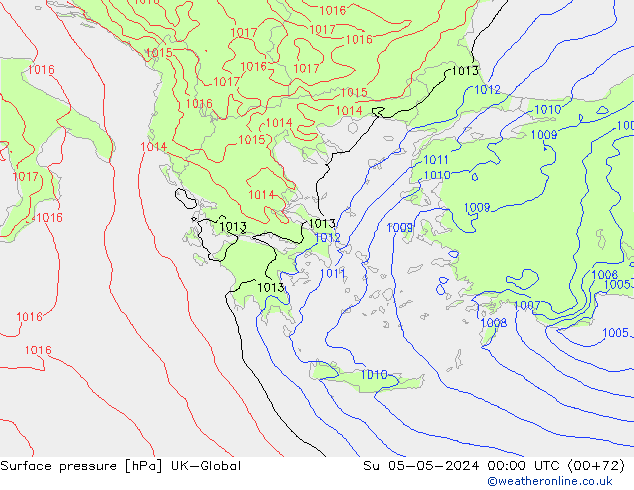 pression de l'air UK-Global dim 05.05.2024 00 UTC