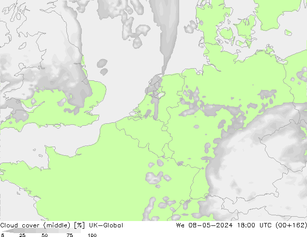 Cloud cover (middle) UK-Global We 08.05.2024 18 UTC