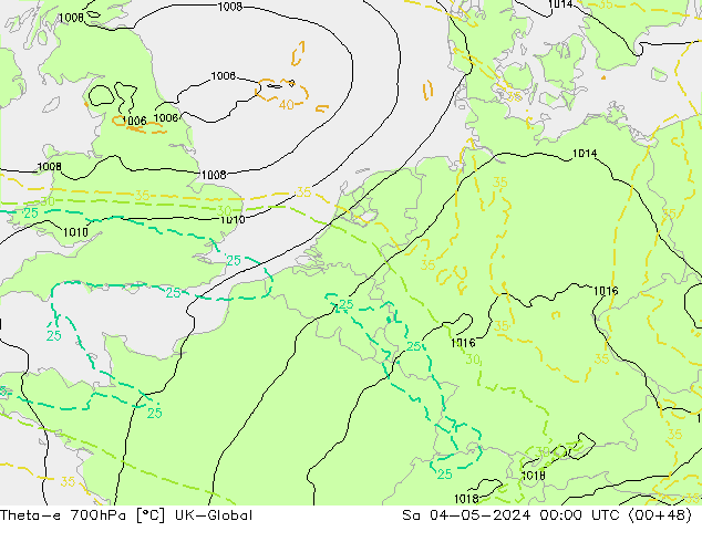 Theta-e 700hPa UK-Global Sa 04.05.2024 00 UTC
