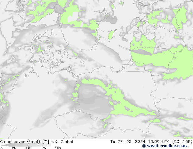 Nuages (total) UK-Global mar 07.05.2024 18 UTC