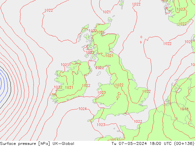 Presión superficial UK-Global mar 07.05.2024 18 UTC