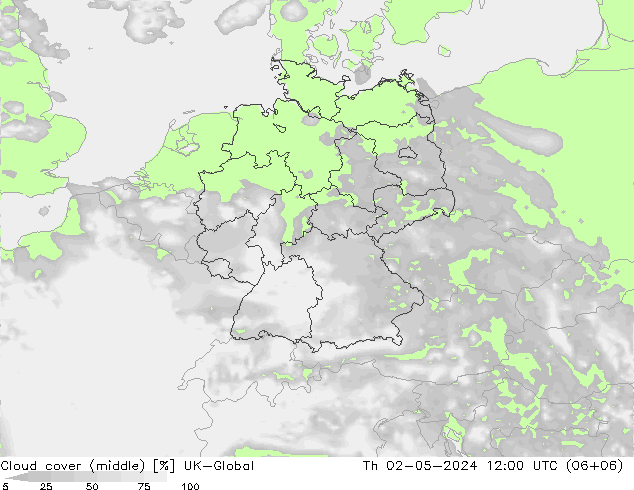 Cloud cover (middle) UK-Global Th 02.05.2024 12 UTC